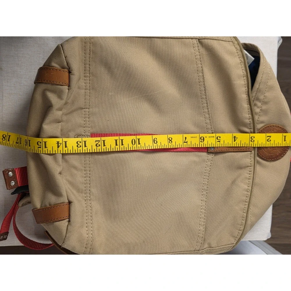 WILL LEATHER GOODS Backpack Tan Canvas Red leather Campus bag Laptop Sleeve